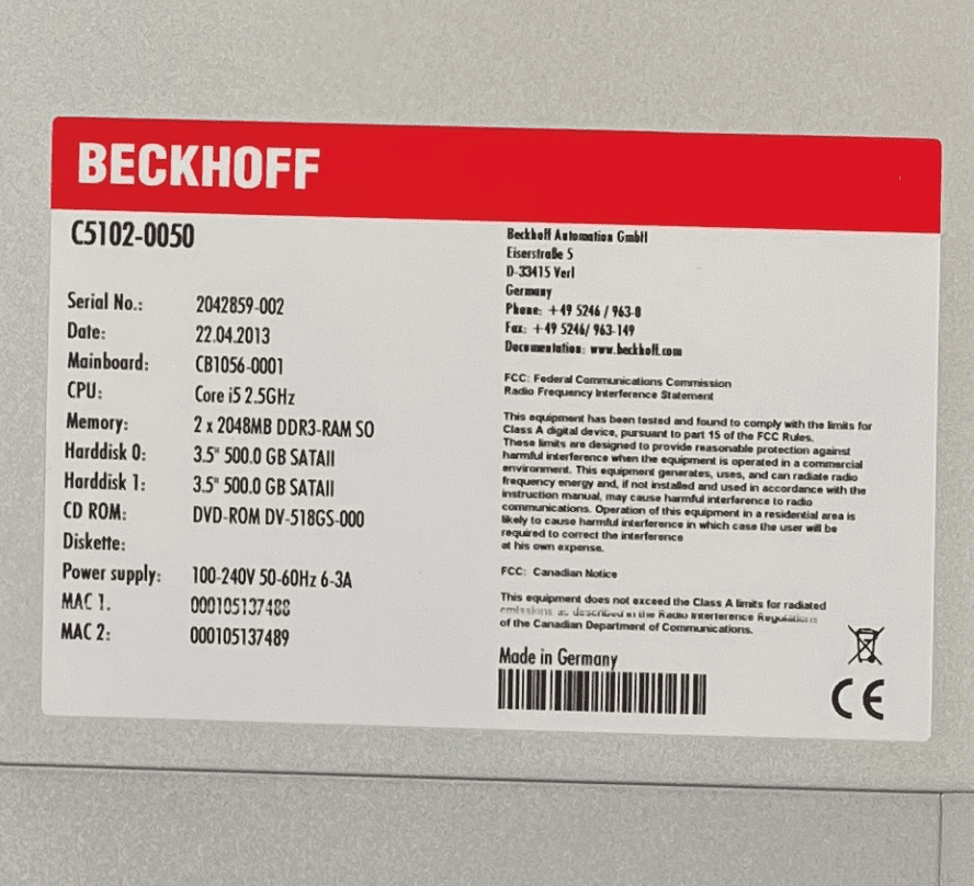 Beckhoff C5102-0050 Beckhoff C5102-0050