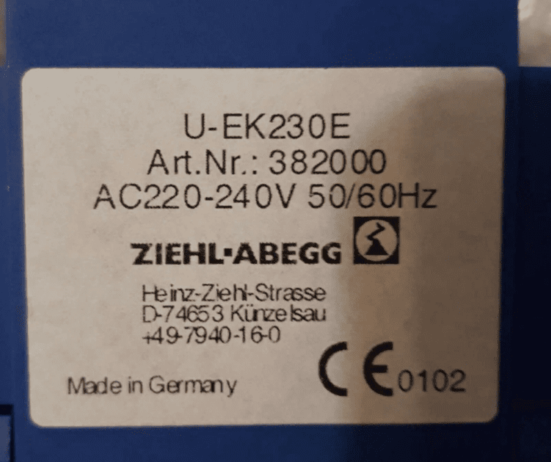 Ziehl-Abegg U-EK230E Art.382000 Ziehl-Abegg U-EK230E Art.382000