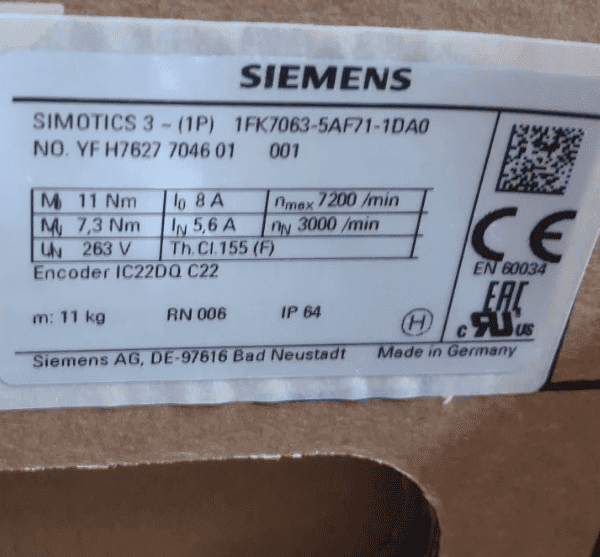 Двигатель Siemens 1FK7063-5AF71-1DA0
